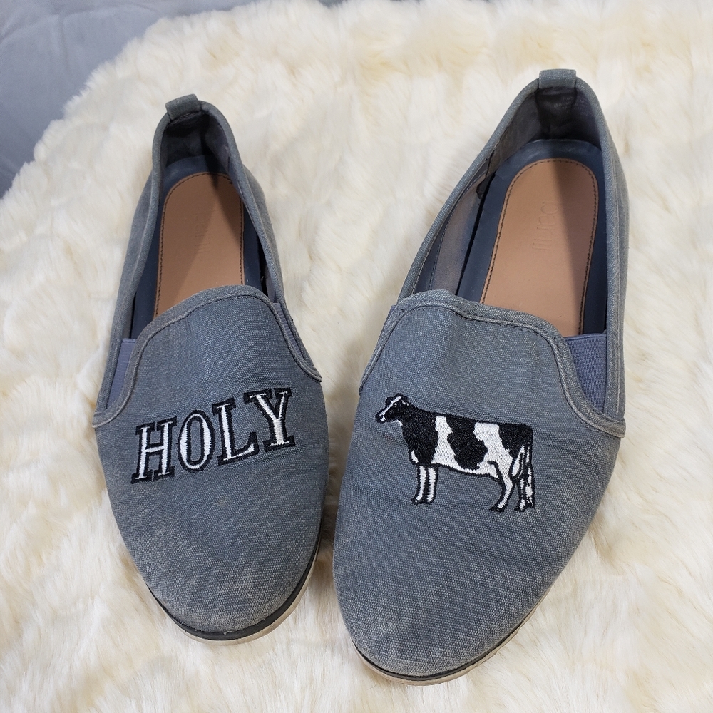 FREE🛍 w Purchase || Bar III || Holy Cow Grey Canvas Flats || Size 8
